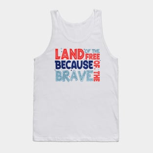 Land of the Free Because of the Brave Glitter Memorial Day Gift For Men Women Tank Top